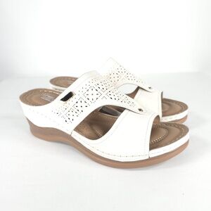 NWOT SHIBEVER‎ Low Comfortable Wedge Sandal Open Toe Slip On Size 42